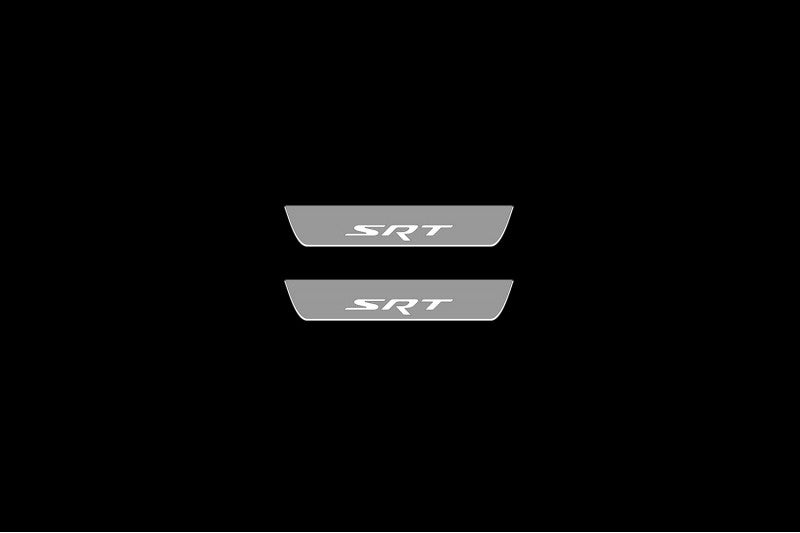 Illuminated LED Door Sill Tread Plates Jeep Grand Cherokee III 2005-2010 With SRT Logo Jeep Led Door Sills opdesign