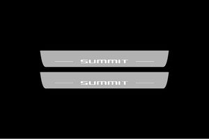 Illuminated LED Door Sill Tread Plates Jeep Grand Cherokee IV 2010-2021 With SUMMIT Logo Jeep Led Door Sills opdesign