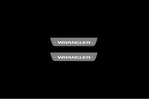 Illuminated LED Door Sill Tread Plates Jeep Wrangler JL 2018+ With Wrangler Logo Jeep Led Door Sills opdesign