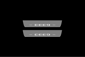 Illuminated LED Door Sill Tread Plates KIA Ceed III 2018+ With Ceed Logo KIA Led Door Sills opdesign