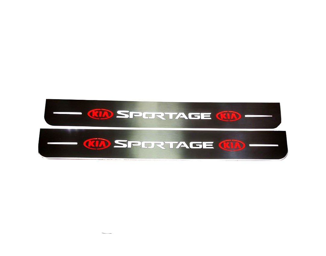 Illuminated LED Door Sill Tread Plates Kia Sportage IV 2015-2022 With Sportage Logo KIA Led Door Sills opdesign