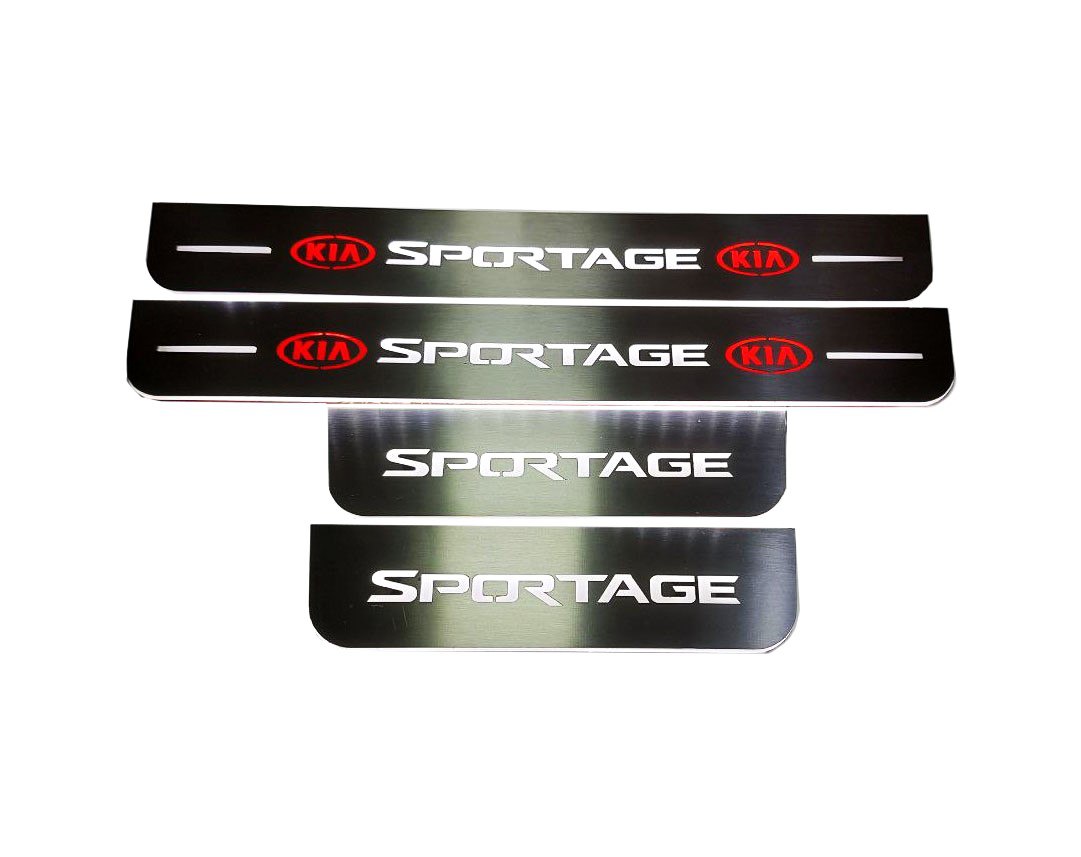 Illuminated LED Door Sill Tread Plates Kia Sportage IV 2015-2022 With Sportage Logo KIA Led Door Sills opdesign
