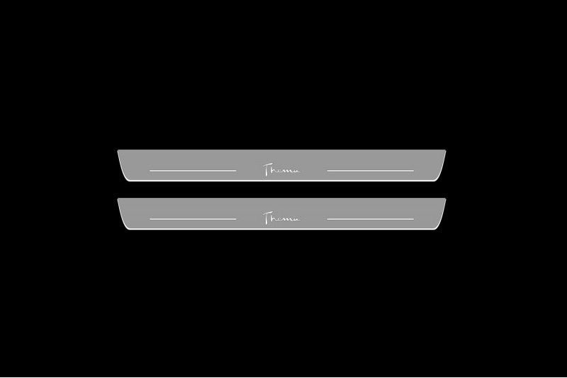 Illuminated LED Door Sill Tread Plates Lancia Thema 2011-2014 With Thema Logo Lancia Led Door Sills opdesign