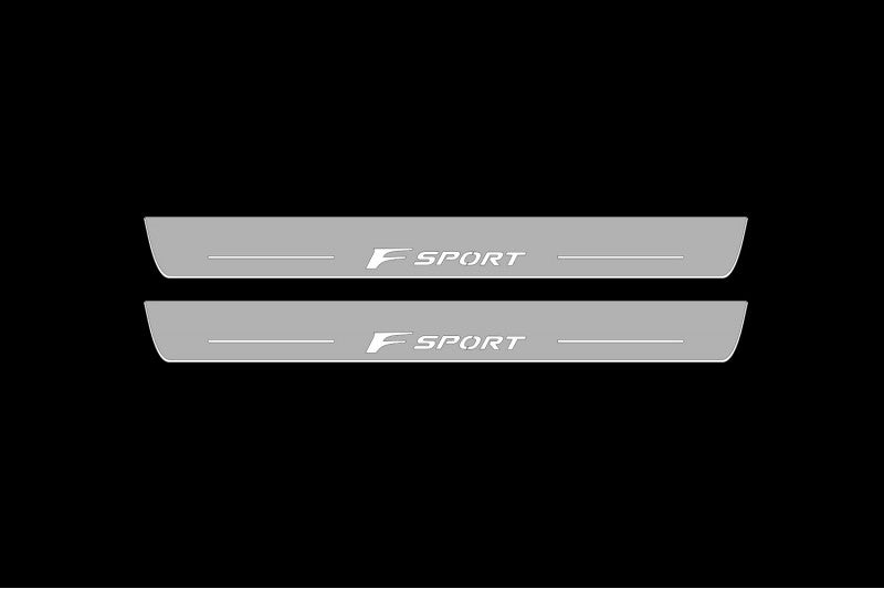 Illuminated LED Door Sill Tread Plates Lexus NX I 2014-2021 With F Sport Logo Lexus Led Door Sills opdesign