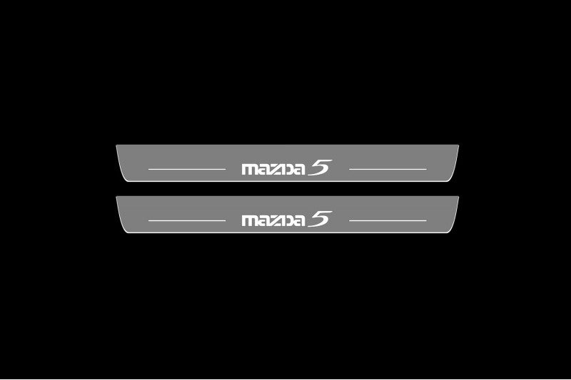 Illuminated LED Door Sill Tread Plates Mazda 5 I 2005-2010 With Mazda 5 Logo Mazda Led Door Sills opdesign
