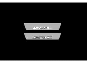 Illuminated LED Door Sill Tread Plates Mercedes ML W166 2011-2015 With AMG Logo Mercedes Led Door Sills opdesign