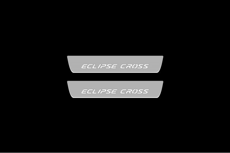 Illuminated LED Door Sill Tread Plates Mitsubishi Eclipse Cross 2018+ With Cross Logo Mitsubishi Led Door Sills opdesign