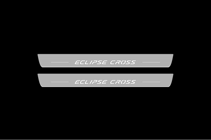 Illuminated LED Door Sill Tread Plates Mitsubishi Eclipse Cross 2018+ With Cross Logo Mitsubishi Led Door Sills opdesign