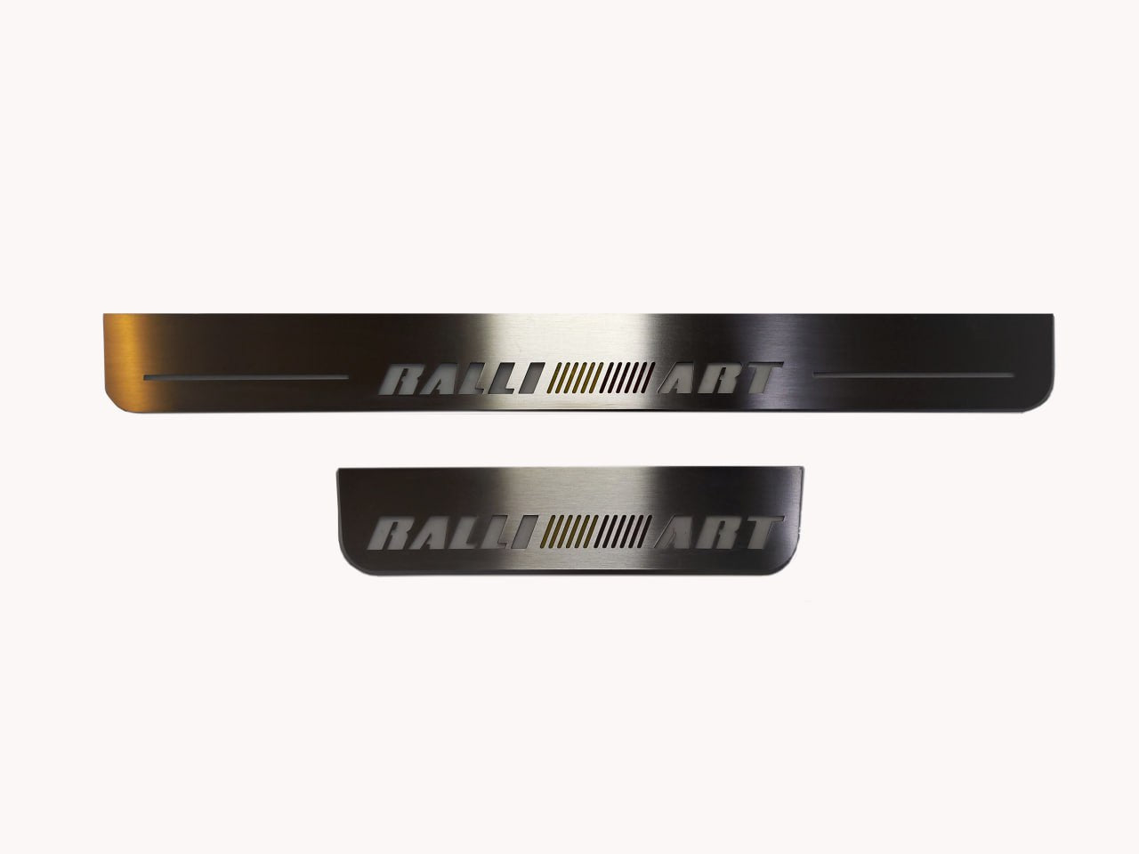 Illuminated LED Door Sill Tread Plates Mitsubishi Outlander II 2007-2012 With RalliArt Logo Mitsubishi Led Door Sills opdesign