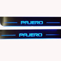 Illuminated LED Door Sill Tread Plates Mitsubishi Pajero Wagon IV 2006-2021 With Pajero Logo Mitsubishi Led Door Sills opdesign