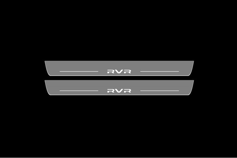 Illuminated LED Door Sill Tread Plates Mitsubishi RVR III 2010+ With RVR Logo Mitsubishi Led Door Sills opdesign
