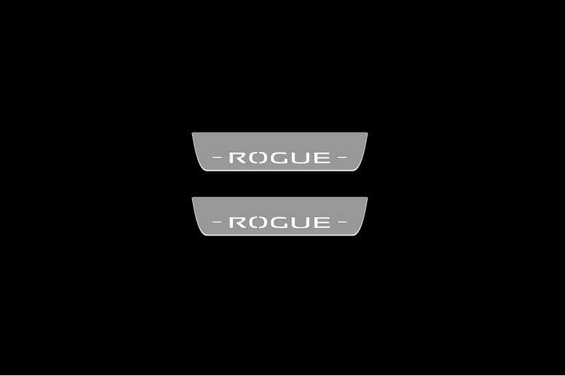 Illuminated LED Door Sill Tread Plates Nissan Rogue Sport 2016+ With Rogue Sport Logo Nissan Led Door Sills opdesign