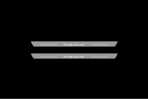 Illuminated LED Door Sill Tread Plates Nissan Primastar 2001-2014 With Primastar Logo Nissan Led Door Sills opdesign