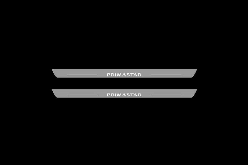 Illuminated LED Door Sill Tread Plates Nissan Primastar 2001-2014 With Primastar Logo Nissan Led Door Sills opdesign