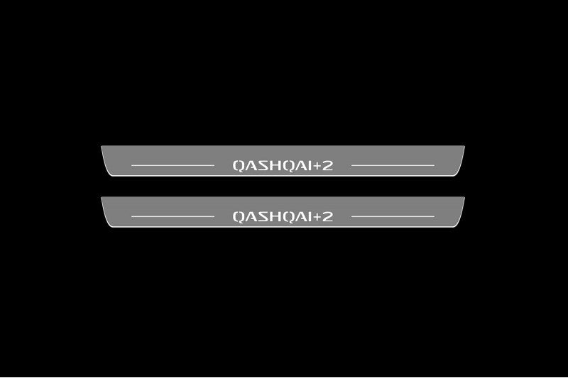 Illuminated LED Door Sill Tread Plates Nissan Qashqai I 2007-2014 With Qashqai +2 Logo Nissan Led Door Sills opdesign