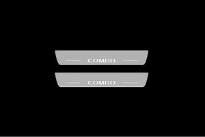 Illuminated LED Door Sill Tread Plates Opel Combo E 2018+ With Combo Logo Opel Led Door Sills opdesign