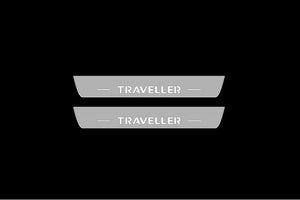 Illuminated LED Door Sill Tread Plates Peugeot Traveller 2016+ With Traveller Logo Peugeot Led Door Sills opdesign