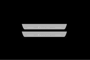 Illuminated LED Door Sill Tread Plates Porsche Cayenne Coupe 2020-2024 With Cayenne Logo Porsche Led Door Sills decoinfabric