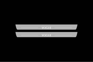 Illuminated LED Door Sill Tread Plates Range Rover IV 2012-2021 VOGUE With VOGUE Logo Range Rover Led Door Sills opdesign