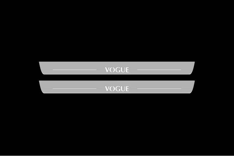 Illuminated LED Door Sill Tread Plates Range Rover IV 2012-2021 VOGUE With VOGUE Logo Range Rover Led Door Sills opdesign
