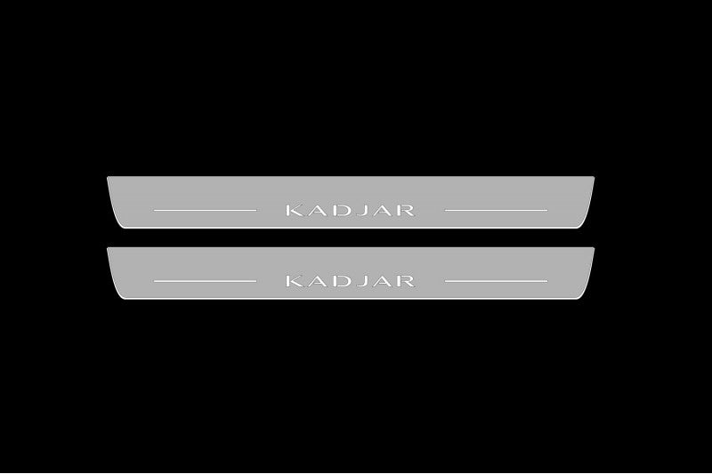 Illuminated LED Door Sill Tread Plates Renault Kadjar 2015-2022 With Kadjar Logo Renault Led Door Sills opdesign