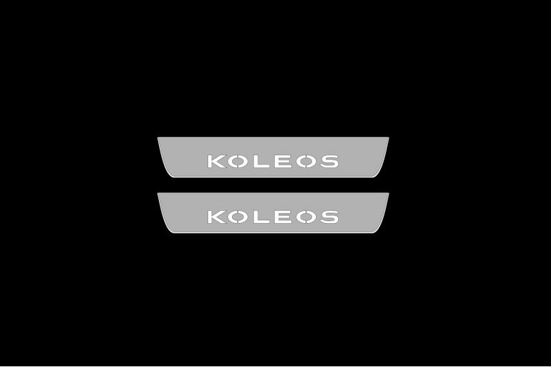 Illuminated LED Door Sill Tread Plates Renault Koleos II 2016+ With Koleos Logo Renault Led Door Sills opdesign