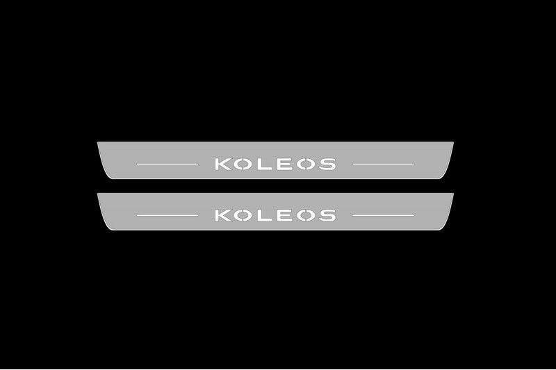 Illuminated LED Door Sill Tread Plates Renault Koleos II 2016+ With Koleos Logo Renault Led Door Sills opdesign