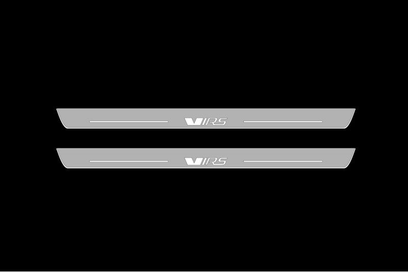 Illuminated LED Door Sill Tread Plates Skoda Octavia II (A5) 2004-2013 With VRS Logo Skoda Led Door Sills opdesign