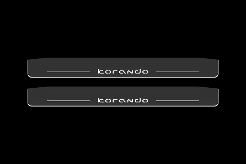 Illuminated LED Door Sill Tread Plates SsangYong Korando 2010-2019 With Korando Logo SsangYong Led Door Sills opdesign