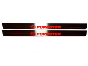Illuminated LED Door Sill Tread Plates Subaru Forester IV 2012-2018 With Forester Logo Subaru Led Door Sills opdesign
