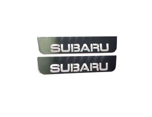 Illuminated LED Door Sill Tread Plates Subaru Forester IV 2012-2018 With Forester Logo Subaru Led Door Sills opdesign