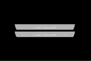 Illuminated LED Door Sill Tread Plates Toyota LC 300 2021+ With Land Cruiser Logo Toyota Led Door Sills opdesign