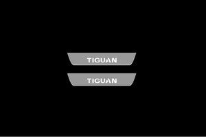 Illuminated LED Door Sill Tread Plates Volkswagen Tiguan I 2007-2016 With Tiguan Logo Volkswagen Led Door Sills opdesign