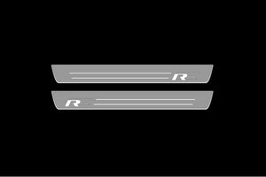 Illuminated LED Door Sill Tread Plates Volkswagen Touareg II 2010-2018 With R-Line Logo Volkswagen Led Door Sills opdesign