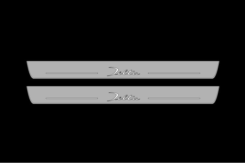 Illuminated LED Door Sill Tread Plates Lancia Delta III 2008-2014 With Delta Logo Lancia Led Door Sills opdesign