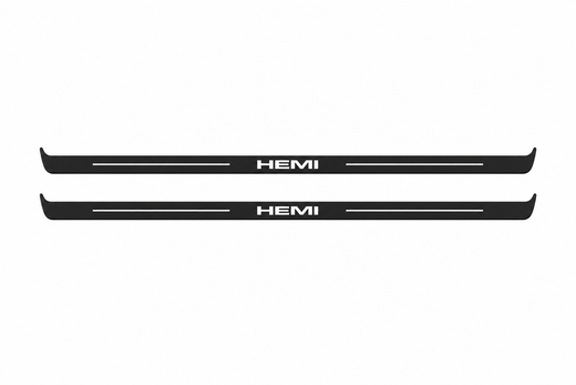 Dodge Challenger Coupe LC 2008–2023 — Matte PRO LED Door Sills — HEMI Logo