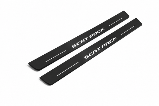 Dodge Charger Sedan LD 2011–2023 — Matte PRO LED Door Sills — Scat Pack Logo