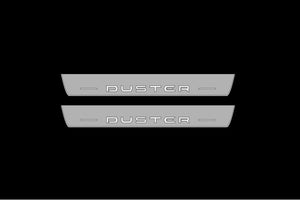 Illuminated LED Door Sill Tread Plates Renault Duster III 2024+ With Duster Logo Renault Led Door Sills decoinfabric