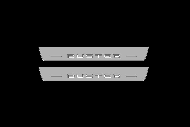 Illuminated LED Door Sill Tread Plates Renault Duster III 2024+ With Duster Logo Renault Led Door Sills decoinfabric