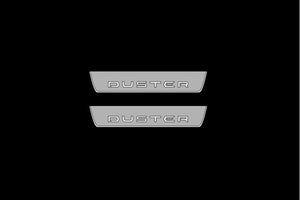 Illuminated LED Door Sill Tread Plates Renault Duster III 2024+ With Duster Logo Renault Led Door Sills decoinfabric