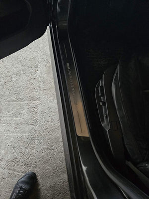 Illuminated LED Door Sill Tread Plates BMW 7 E38 1994-2001 With M Perfomance Logo BMW Led Door Sills opdesign