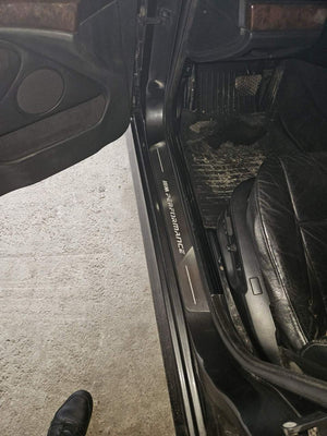 Illuminated LED Door Sill Tread Plates BMW 7 E38 1994-2001 With M Perfomance Logo BMW Led Door Sills opdesign