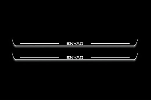 Škoda Enyaq 2020–Present — Stainless Steel LED Door Sills — Enyaq Logo