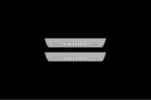 Skoda Enyaq 2020+ LED Door Sills Illuminated Scuff Skoda Logo Stainless Steel Entry Guards Door Sills Decoin