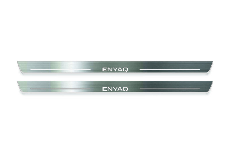 Skoda Enyaq IV 2020+ Stainless Steel LED Door Sills – Enyaq Logo