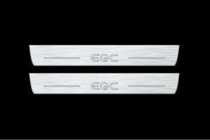 Illuminated LED Door Sill Tread Plates Mercedes EQC 2019+ With EQC Logo Mercedes Led Door Sills opdesign