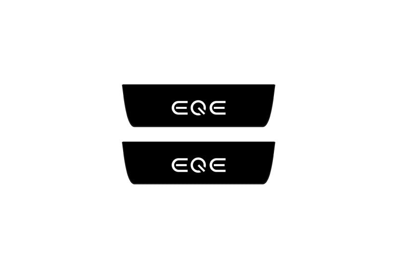 Mercedes EQE SUV 2022+ Illuminated Matte Sill Plates with logo EQE Mercedes Led Door Sills PRO opdesign