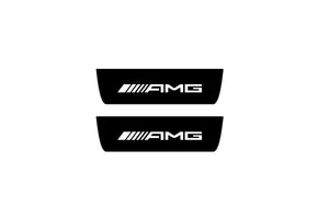 Mercedes EQE SUV 2022+ Illuminated Matte Sill Plates with logo AMG Mercedes Led Door Sills PRO opdesign