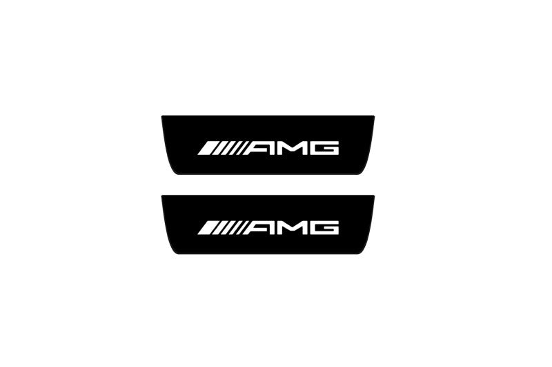 Mercedes EQE SUV 2022+ Illuminated Matte Sill Plates with logo AMG Mercedes Led Door Sills PRO opdesign