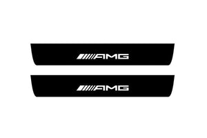 Mercedes EQE SUV 2022+ Illuminated Matte Sill Plates with logo AMG Mercedes Led Door Sills PRO opdesign